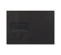 C5 Coloured envelopes for A5 Greeting Cards Wedding Invitation Crafts 162x229mm- Pack of 15 envelopes (Black-Window Peel and Seal)