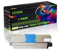 C511DN Compatible for Okidata OKI Toner Cartridges with Chip C511DN C531 C531dn MC562 MC562dn MC562dnw Printers (1 Pack Black)