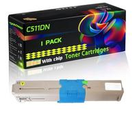 C511DN Compatible for Okidata OKI Toner Cartridges with Chip C511DN C531 C531dn MC562 MC562dn MC562dnw Printers (1 Pack Yellow)