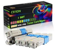 C511DN Compatible for Okidata OKI Toner Cartridges with Chip C511DN C531 C531dn MC562 MC562dn MC562dnw Printers (4-Pack BK/C/M/Y)
