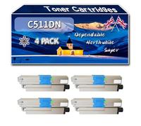 C511DN Toner Cartridges Compatible for okidata OKI C511dn C531dn MC562 MC562dnw MC562w Printers, High-Definition Printing Effect with Chip, 8000 Pages (4 Pack Black)