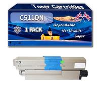 C511DN Toner Cartridges Compatible for okidata OKI C511dn C531dn MC562 MC562dnw MC562w Printers, High-Definition Printing Effect with Chip, 8000 Pages (1 Pack Black)