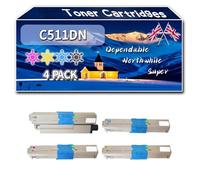 C511DN Toner Cartridges Compatible for okidata OKI C511dn C531dn MC562 MC562dnw MC562w Printers, High-Definition Printing Effect with Chip, 8000 Pages (4-Pack BK/C/M/Y)