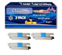 C511DN Toner Cartridges Compatible for okidata OKI C511dn C531dn MC562 MC562dnw MC562w Printers, High-Definition Printing Effect with Chip, 8000 Pages (3 Pack Black)