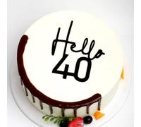 C524 Gold Acrylic Hello 40 Cake Topper, Cheer to 40th Years Cake Decoration, Hello 40 Sign, 40th Birthday Party Cake Topper, Wedding 40th Anniversary Party Sign Decorations