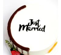 C526 Just Married Cake Topper, Acrylic Wedding Cake Topper for Bridal Shower Just Married Cakes Decor Bachelorette Party Decorations Black Gold Cupcake for DIY(Black)