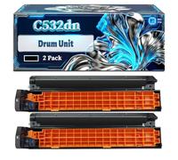 C532dn Drum Unit Compatible for Okidata OKI C532DN MC563DN C542DN MC563dnw C542dnw MC573DN Printers, With Chip Large Capacity 20000 Pages (2 Pack Black)