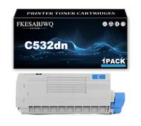 C532dn Toner Cartridge, Compatible 46490608 46490607 46490606 46490605 | for OKI C532dn C542dn MC573dn MC563dn Printer,Cyan-1 Pack