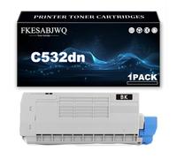 C532dn Toner Cartridge, Compatible 46490608 46490607 46490606 46490605 | for OKI C532dn C542dn MC573dn MC563dn Printer,Black-1 Pack
