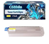 C532dn Toner Cartridges Compatible for Okidata OKI C532dn C542dn MC563dn MC563dnwO MC573dn Printers, With Chip Large Capacity 8000 Pages (1 Pack Yellow)
