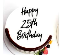 C536 Happy 25th Birthday Cake Topper, Acrylic Black Birthday Topper, Cheers to 25th Years, hello twenty five years old Birthday/Anniversary Party Decorations