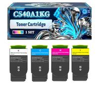 C540A1KG CG MG YG Toner Cartridge Compatible for Lexmark C540 C540n C543 C543dn C544 C544dn C544dtn C544dw C544n C546 C546dtn Printers, With Chip Large Capacity 1000 Pages (4-Pack BK/C/M/Y)