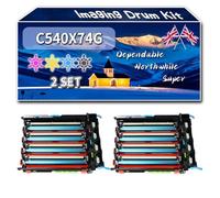 C540X74G Imaging Drum Kit Compatible for Lexmark Optra C540N C543DN C544DN C544DTN C544DW C544N C546DTN Printers, High-Definition Printing Effect with Chip, 30000 Pages (2 Set)