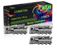 C540X75G Compatible for Lexmark Waste Toner Box with Chip CX 410 e CX 417 de CX 510 de CX 510 dhe CX 510 dthe CX 517 Printers (3 Pack Black)
