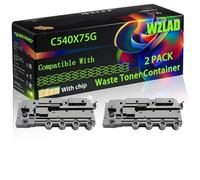 C540X75G Compatible for Lexmark Waste Toner Container with Chip CX310DNW CX410DE CX410E CX510DEW Optra C546DTN Printers (2-Pack Black)