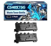 C540X75G Waste Toner Bottle Compatible for Lexmark CS317dn CS517de CS417dn CX317dn CX417de CX517de Printers, With Chip Large Capacity 18000 Pages (2-Pack Black)