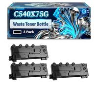 C540X75G Waste Toner Bottle Compatible for Lexmark CS317dn CS517de CS417dn CX317dn CX417de CX517de Printers, With Chip Large Capacity 18000 Pages (3 Pack Black)
