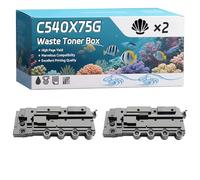 C540X75G Waste Toner Box Compatible for Lexmark CX 310 dn CX 310 n CX 317 de CX 317 dn CX 410 de CX 410 dte Printers, High-Definition Printing Effect with Chip, 36000 Pages (2-Pack Black)