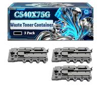 C540X75G Waste Toner Container Compatible for Lexmark CX310DN CX317dn CX410DTE CX510DE CX510DTHE X544DN XC2132 Printers, With Chip Large Capacity 18000 Pages (3 Pack Black)
