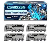 C540X75G Waste Toner Container Compatible for Lexmark X544N X548DTE C544DN C544N CS310N CS410DTNW CS510DE Printers, With Chip Large Capacity 18000 Pages (4 Pack Black)