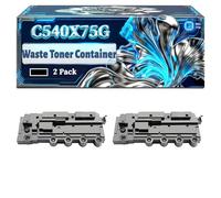 C540X75G Waste Toner Container Compatible for Lexmark X546DTN XC2130 CX410de DSV EG CX417de CX510DHE X543DN Printers, With Chip Large Capacity 18000 Pages (2-Pack Black)