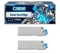 C5850 Toner Cartridge Compatible for Okidata OKI C5850 C5850DN C5850N C5950 MC560 Printers, With Chip Large Capacity 8000 Pages (2 Pack Black)
