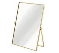 C5DGPH Rectangular Desk Mirror with Metal Frame,Gold Makeup Single-Sided HD Table Mirror for Bedroom, Bathroom, Living Room