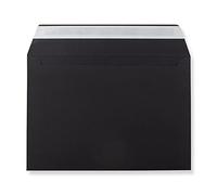 C6 Coloured envelopes for A6 Greeting Cards Wedding Invitation Crafts 114x162mm - Pack of 100 (Black Peel & Seal)