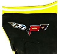 C6 Corvette Crossed Flag Metal Underhood Emblem - Under Hood Dress Up Accessory Logo for 2005-2013 C6, Z06, Grand Sport Corvettes