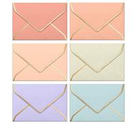 C6 Envelopes, 30-Count Coloured Envelopes for A6 Cards, Invitations & Notes, 114 x 162 mm, Ideal for Weddings, Birthdays & Thank You Cards, 6 Pastel Colours with Gold Trim