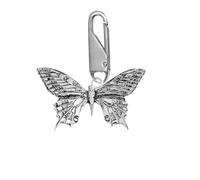 C6 Swallowtail Butterfly fine English Pewter on a Silver snap Detachable Zipper Pulls for Bags Repair, Universal Zip Head Buckle Pendant for Jacket & Down Coat
