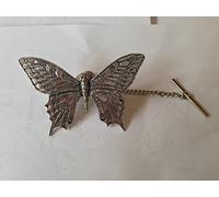 C6 Swallowtail Butterfly Tack Tie Pin With Chain english pewter handmade in sheffield