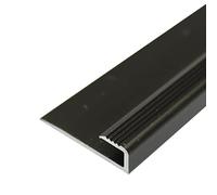 C63 Anodised Aluminium LVT U Edging Profile Threshold for 5mm Flooring - Black, 2.7m