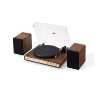 Crosley C65 Record Player with Speakers - Bluetooth Turntable with 50W Bookshelf Speakers, Easy Set Up Vinyl Player with Dust Cover, Record Player Shelf System, Audio-Technica Cartridge, Walnut