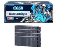 C650 Toner Cartridges Compatible for Okidata OKI C650 C650dn Printers, With Chip Large Capacity 8000 Pages (4-Pack BK/C/M/Y)