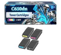 C650dn Toner Cartridges Compatible for Okidata OKI C650 C650dn Printers, With Chip Large Capacity 22000 Pages (4-Pack BK/C/M/Y)