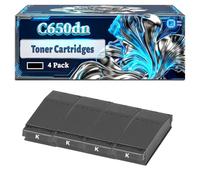C650dn Toner Cartridges Compatible for Okidata OKI C650 C650dn Printers, With Chip Large Capacity 22000 Pages (4 Pack Black)