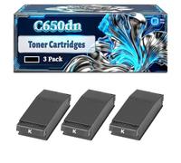 C650dn Toner Cartridges Compatible for Okidata OKI C650 C650dn Printers, With Chip Large Capacity 22000 Pages (3 Pack Black)
