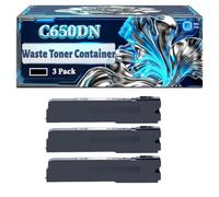 C650DN Waste Toner Container Compatible for Okidata OKI C650 C650dn Printers, With Chip Large Capacity 20000 Pages (3 Pack Black)