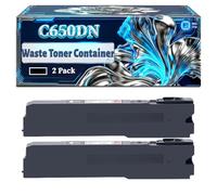 C650DN Waste Toner Container Compatible for Okidata OKI C650 C650dn Printers, With Chip Large Capacity 20000 Pages (2-Pack Black)