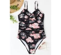 (C6Floral, XXL) Strape Swimsuit 2023 Women One Piece Vintage Swimwear Female Sexy Printed Bodysuit Bather Bathing Swimming Suit Summer Beachwear
