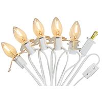 C7 Christmas Village Light Accessory Cord with 5 LED Bulbs, 9Ft Blow Mold Indoor String Lights, C7 LED Bulb with Spare Fuse for Holiday Decoration and Craft Village House Decoration