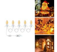 C7 Christmas Village Light Accessory Cord with 5 LED Bulbs, 9Ft Blow Mold Indoor String Lights, C7 LED Bulb with Spare Fuse for Holiday Decoration and Craft Village House Decoration