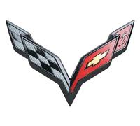 C7 Corvette Crossed Flag Metal Under Hood Emblem - Carbon Flash for 2014-2019 Corvettes