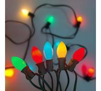 C7 Multicolor Christmas Lights Outdoor, 25Ft Vintage Christmas String Lights with 27 Multicolor Ceramic Incandescent Bulbs (2 Spare) for Christmas Outdoor Holiday Party Patio Wedding Decoration