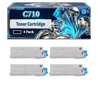 C710 Toner Cartridge Compatible for Okidata OKI C710 C710CDTN C710dn C710n C711 C711CDTN C711dn C711N Printers, With Chip Large Capacity 11500 Pages (4 Pack Black)