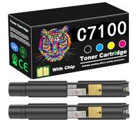 C7100 Series Toner Cartridge 006R01824 006R01825 006R01826 006R01827 Compatible for Xerox VersaLink C7120 C7125 C7130 Printer (31,000 Page Yield),Black ×2