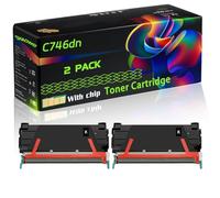 C746dn Compatible for Lexmark Toner Cartridge with Chip C746dn C746dtn C746n C748de C748dte Printers (2 Pack Black)