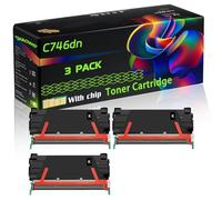 C746dn Compatible for Lexmark Toner Cartridge with Chip C746dn C746dtn C746n C748de C748dte Printers (3 Pack Black)