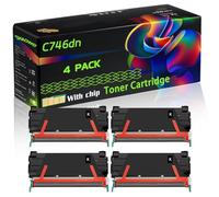 C746dn Compatible for Lexmark Toner Cartridge with Chip C746dn C746dtn C746n C748de C748dte Printers (4 Pack Black)